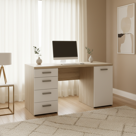 Desk Wooden & White - 140 x 50 x 80 cm - WDSK8