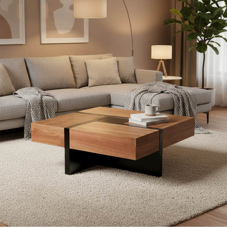 Table Unit Black & Wooden - WCT22