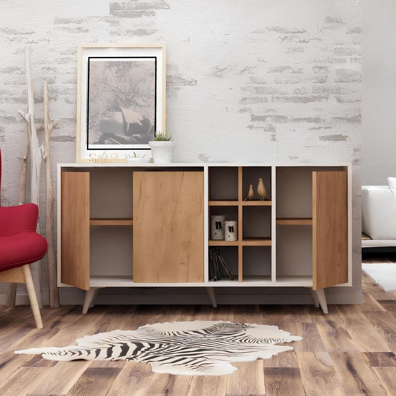 Buffet | White & Wooden - BUF48