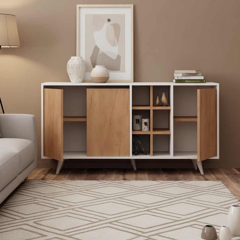 Buffet | White & Wooden - BUF48