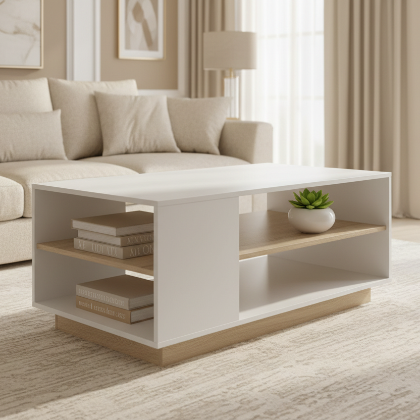 Table Unit White & Wooden - WCT41