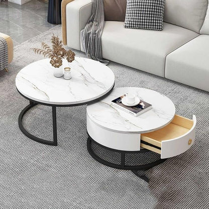 طقم طاولات قهوة متعشقة قطعتان من خشب MDF والصلب - BB5