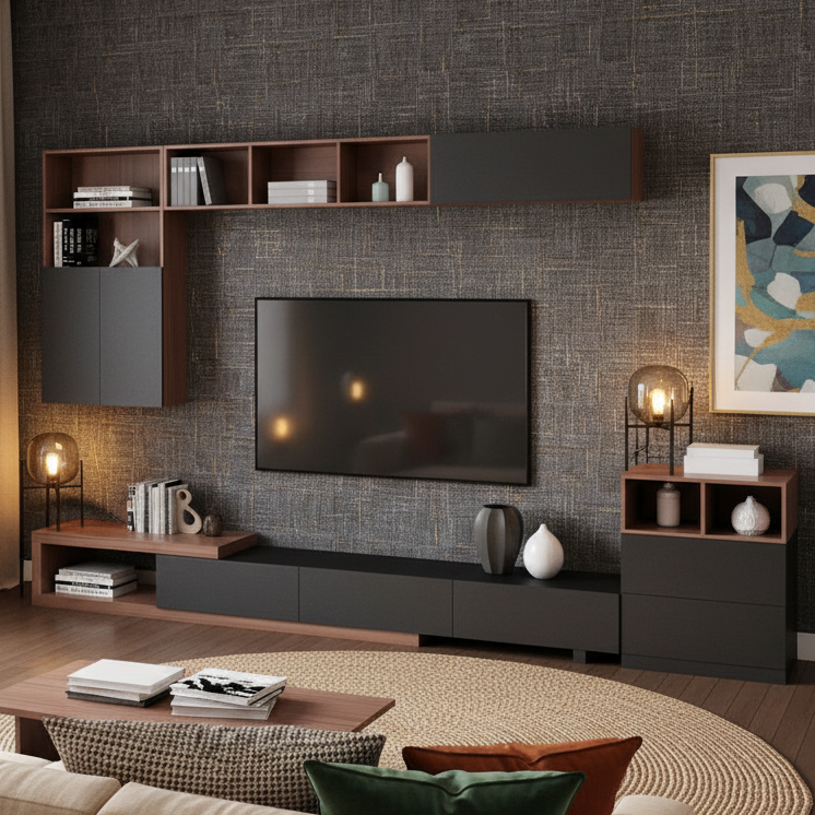 Living Room Set brown and black - TVCT7