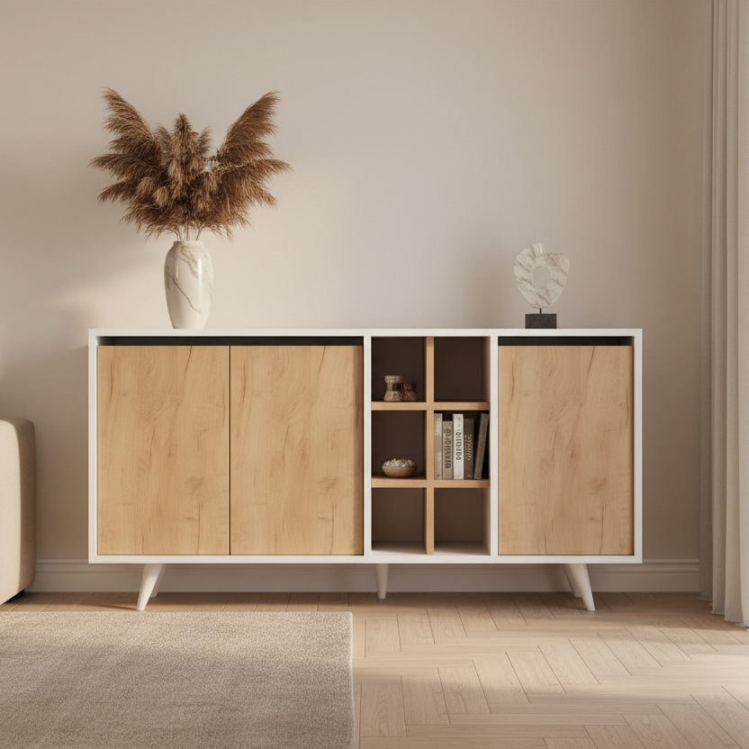Buffet | White & Wooden - BUF48