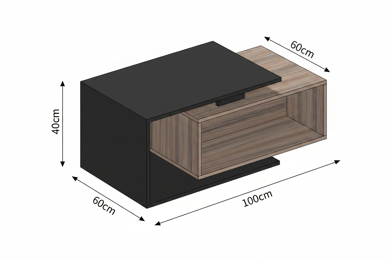 Table Unit Black & Grey - WCT42