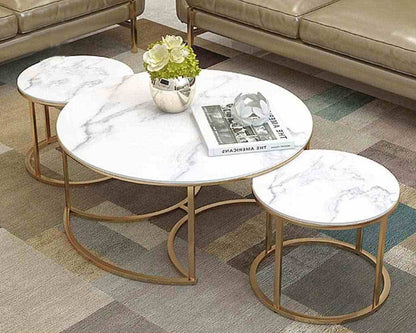 Iron and marble nesting coffee table 3 pieces -HZ7