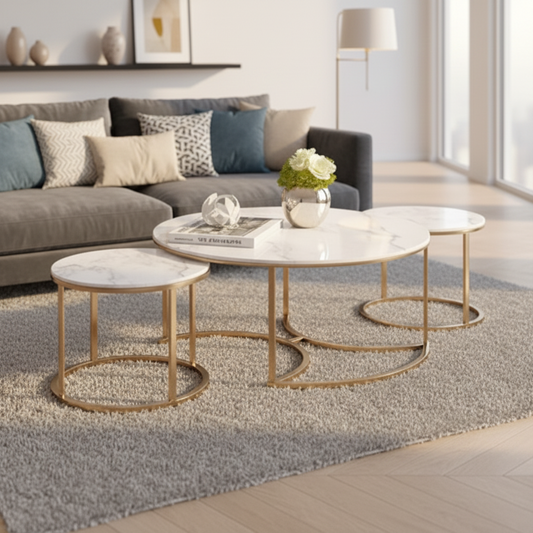 Iron and marble nesting coffee table 3 pieces -HZ7