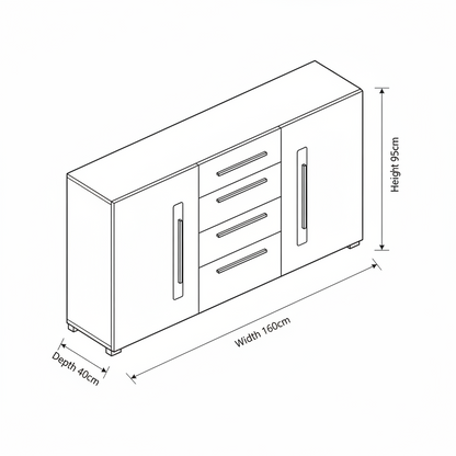 Buffet | Brown & Wooden | 160 x 40 x 95 - BUF7