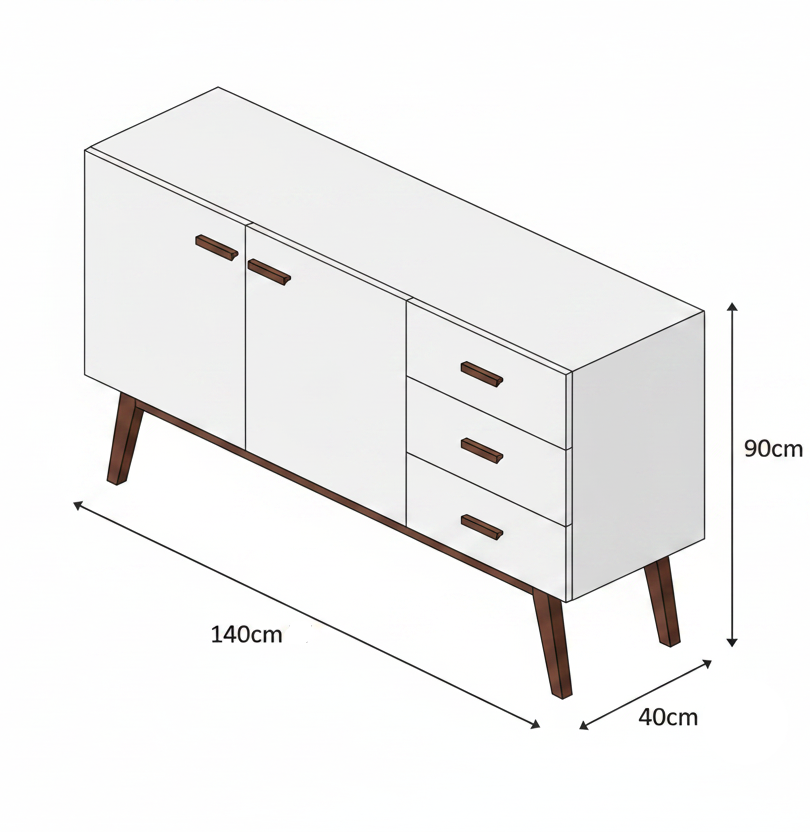 Buffet | White & Brown - BUF49