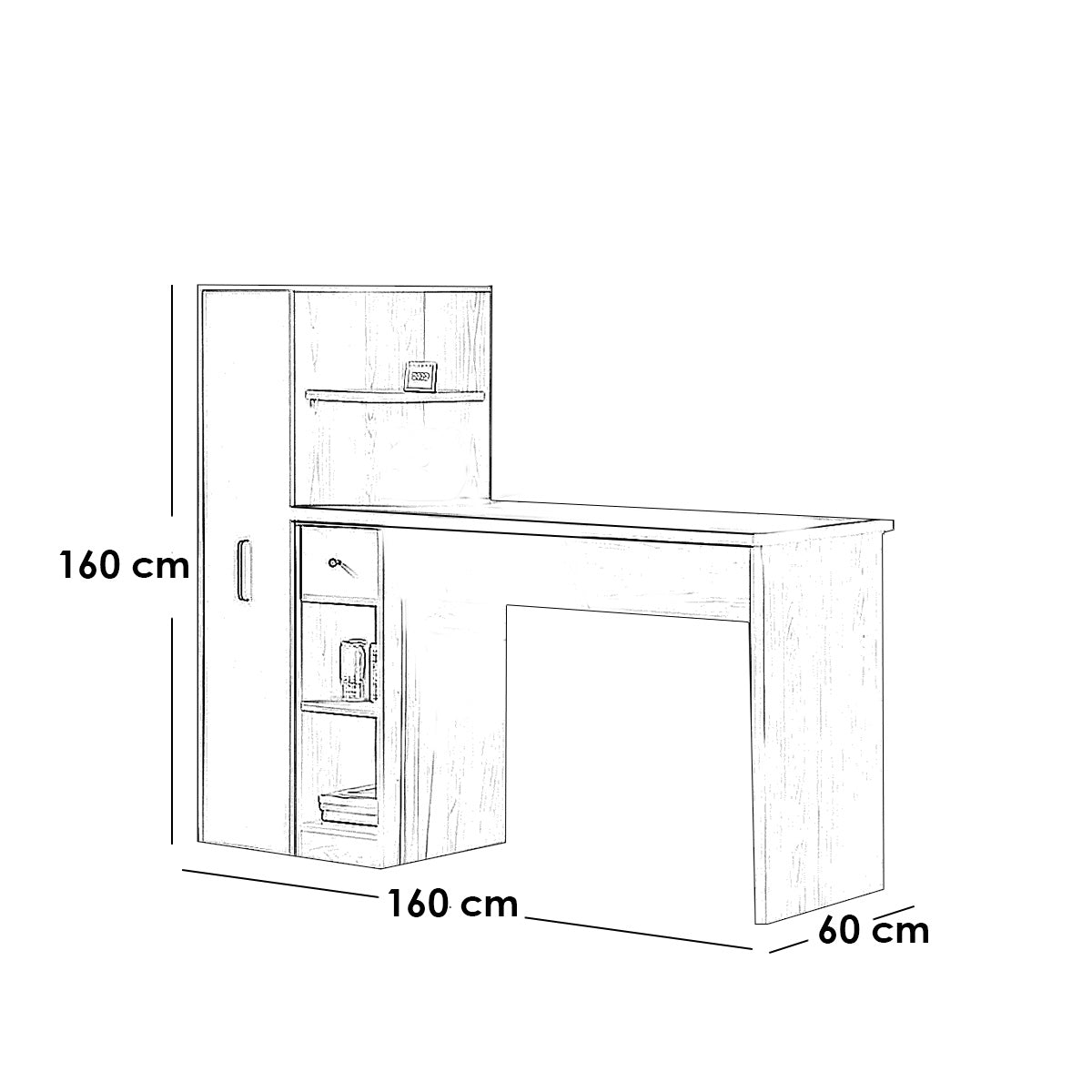 Desk white and wooden 160x60x160 - WDSK37