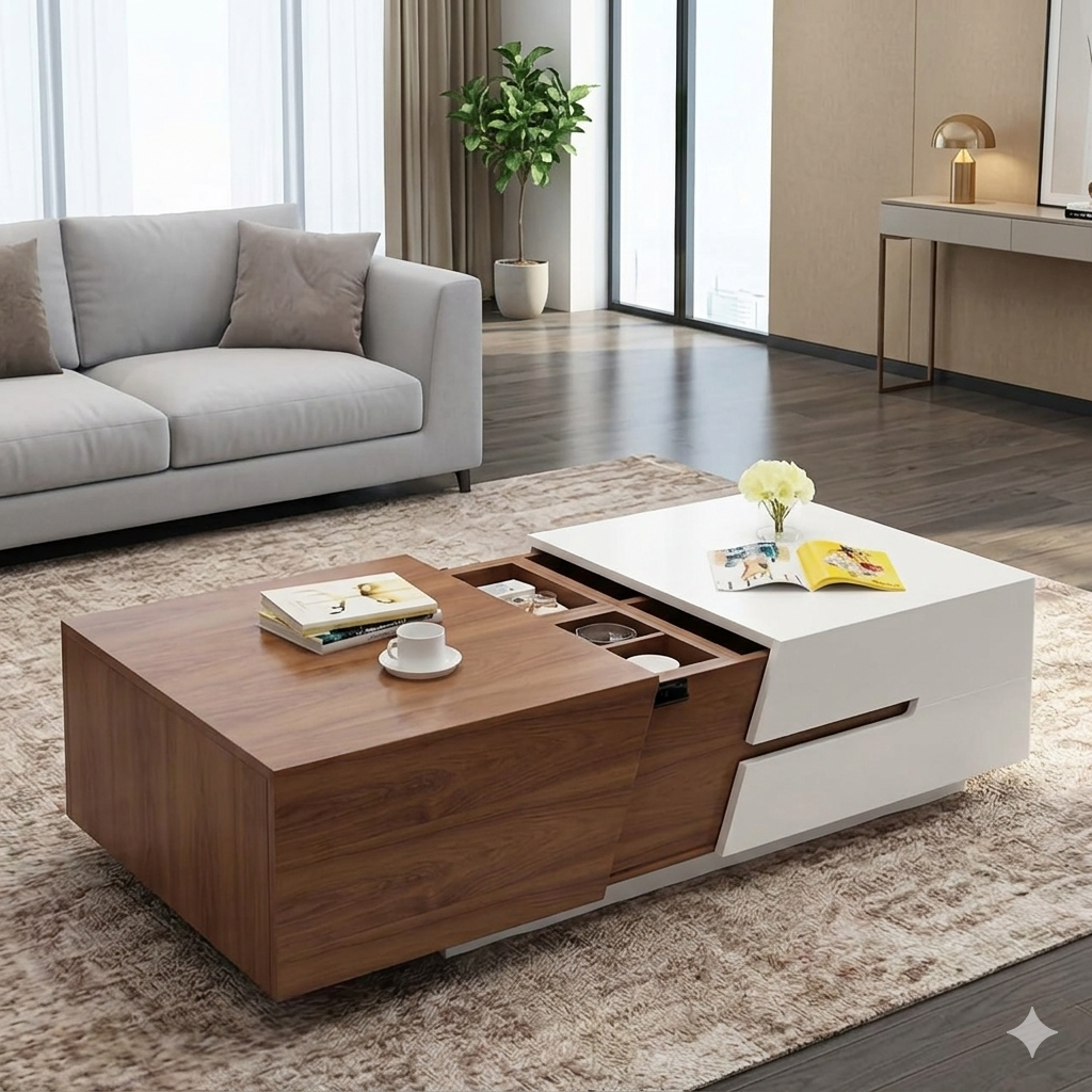 TV Unit and Coffee Table brown and White - TVCT3