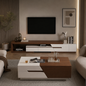 TV Unit and Coffee Table brown and White - TVCT3