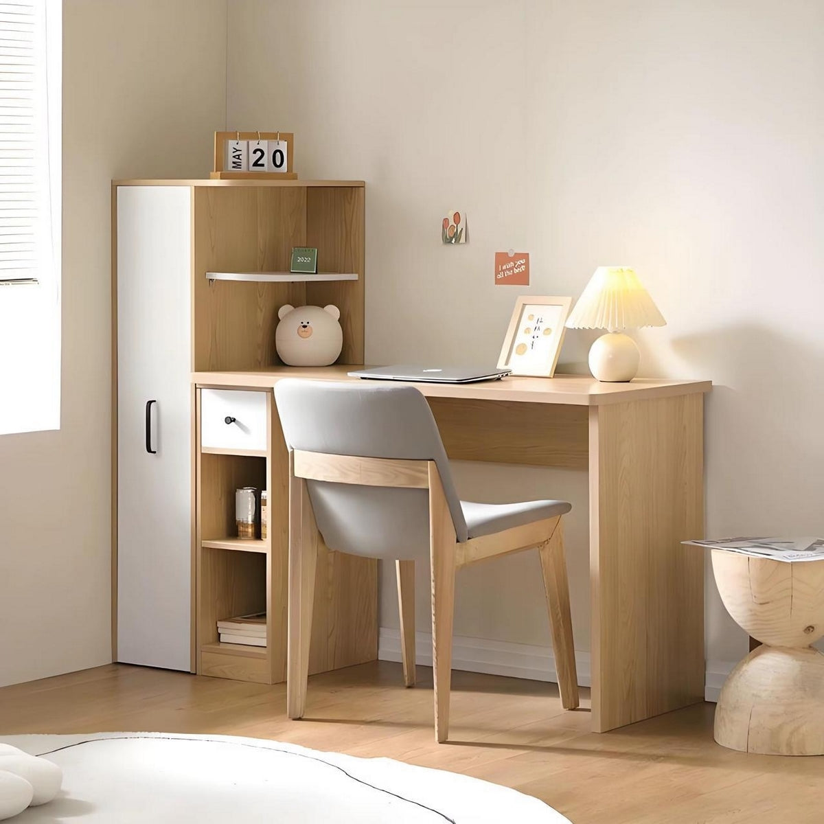Desk white and wooden 160x60x160 - WDSK37